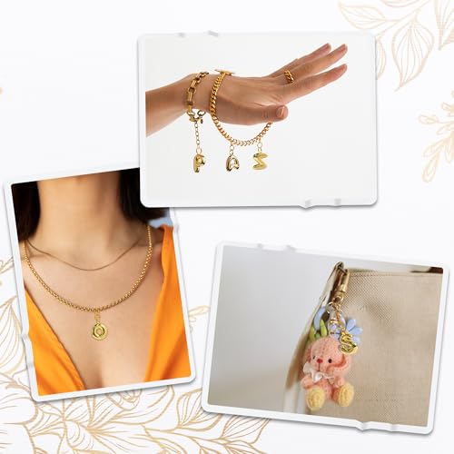 Starry 52pcs Gold Bubbled A-Z Alphabet Letters Charms for Jewelry Making Gold Chunky Bubble Initial Letter Charm Pendant Beads Trendy Bubble Glitter Pendants for Women Bracelet Necklace Choker Making