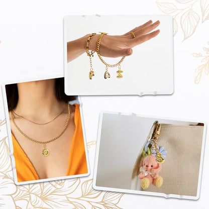 Starry 52pcs Gold Bubbled A-Z Alphabet Letters Charms for Jewelry Making Gold Chunky Bubble Initial Letter Charm Pendant Beads Trendy Bubble Glitter Pendants for Women Bracelet Necklace Choker Making