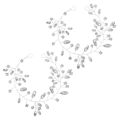 2Pcs Pearl Bride Wedding Hair Vine, Rhinestone Bridal Headpiece | Silver Rhinestone Bridal Headpiece, Bendable Crystal Hair Piece, for Women and Girls, Prom Hair Accessories