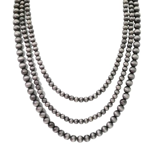 Multi strand Navajo Pearl Necklace Layer Navajo Pearls Western Jewelry for Women Boho Vintage Choker Turquoise Necklaces - color: Layered Navajo pearls