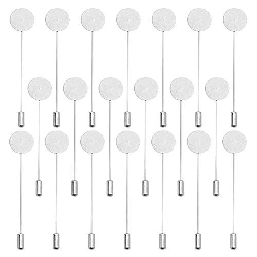 60Pcs Flat Round Tray Lapel Pin for Craft,Silver Safety Stick Pins Stainless Steel Brooch Pin Needle Suit Tie Hat pin Scarf Badge for DIY Costume Jewelry Making Accessories - color: Silver