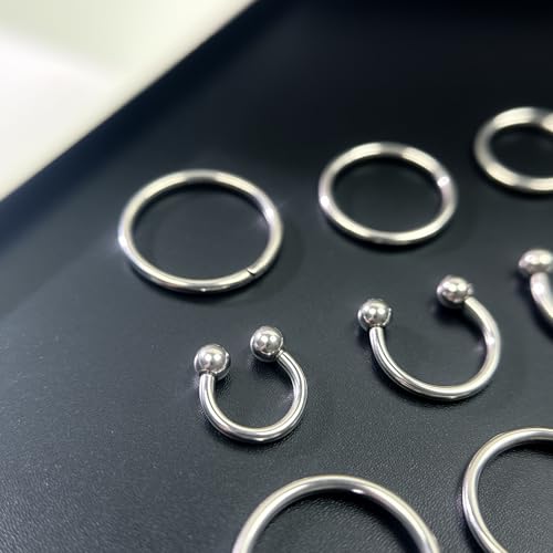 16G Hinged Clicker Segment Septum Rings Stainless Steel CZ Septum Jewelry Horseshoe Nose Lip Ring with Replacement Balls 3mm Cartilage Helix Tragus Earrings Daith Piercing Jewelry 6/8/10/12mm - style: 16S