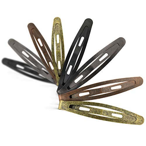 Oval Metal Hair Clips, Funtopia 40 Pcs 2.4" Snap Hair Clips Barrettes | Long Contour Hair Clip Hairpins for Women Girls Men (Classic Color) - color: 1. Classic Color