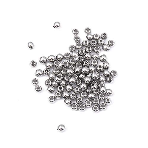 Stainless Steel Spacer Beads 4x3mm Round Loose Charm Caps Beads for DIY Jewelry Making 100pcs with 1.5mm Hole - color: 4x3mm 1.5mm