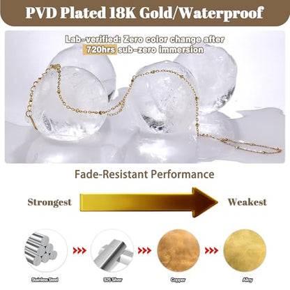 Hand Chain Bracelet Stainless Steel Gold Handchain Bracelets | Non Tarnish Handchain Bracelet for Women Summer Essentials Gold Link Bracelet Beach Waterproof Jewelry - color: Gold 5 Cubic Zirconia