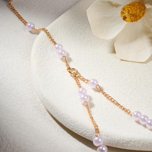 AceFun 1PC Gold Hand Chain Bracelet for Women Rhinestones Crown Pearls Beads Finger Ring Bracelets Trendy Dainty Simple Waterproof Bracelet Fashion Body Jewelry for Ladies - color: Pearls
