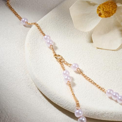 AceFun 1PC Gold Hand Chain Bracelet for Women Rhinestones Crown Pearls Beads Finger Ring Bracelets Trendy Dainty Simple Waterproof Bracelet Fashion Body Jewelry for Ladies - color: Pearls