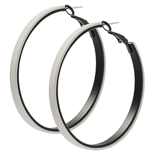 Hoop Earrings for Women Leather Hoop Earrings-Medium/Large Hoops-Lightweight hoop - color: White