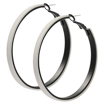 Hoop Earrings for Women Leather Hoop Earrings-Medium/Large Hoops-Lightweight hoop - color: White