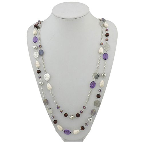 Bocar Long Necklaces for Women Trendy, Boho Layered Crystal Beaded Collar Necklaces for Women, Fashion Statement Necklaces Jewelry - color: Purple