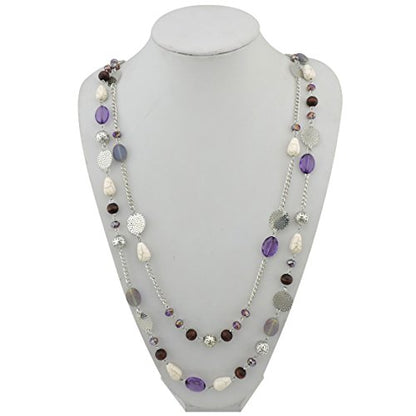 Bocar Long Necklaces for Women Trendy, Boho Layered Crystal Beaded Collar Necklaces for Women, Fashion Statement Necklaces Jewelry - color: Purple