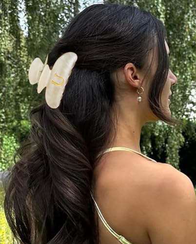 LILIE&WHITE Acrylic Letter Hair Clips For Women Stylish U Initial Hair Claw | Alphabet Hair Clip Fashion Glitter Monogram Claw Clip Elegant And Durable Hair Accessory Large Hair Clips U - color: HC22539U