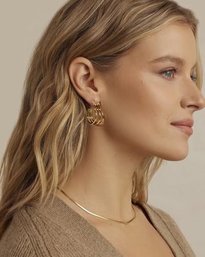 Golden Hoop Earrings For Women The Twisted Close-Fitting Hoop Shape Is Crafted With Gold-Plated Material And S925 Silver Pins Light Luxury Elegant Unique And Minimalist Style - color: GEE4009-Gold