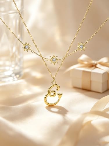 14K Gold A-Z Initial Lette Necklace Star Choker Women Necklace | Personalized Initial Jewelry, Meaningful Name Letter Gift for Women Wife Mom Friend, Perfect Present For Birthday/Anniversary - style: 14K Gold-E