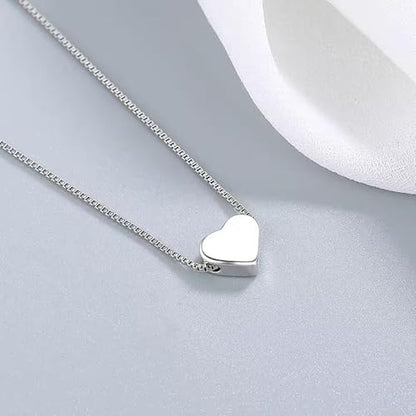 Airmb Heart Necklace for Women Gold/Silver Plated Trendy Heart Choker Lover Pendant Hypoallergenic Fashion Gold/Silver Necklace for Women Love Jewelry Gift for Women Girlfriend - color: Box-Chain-Silver