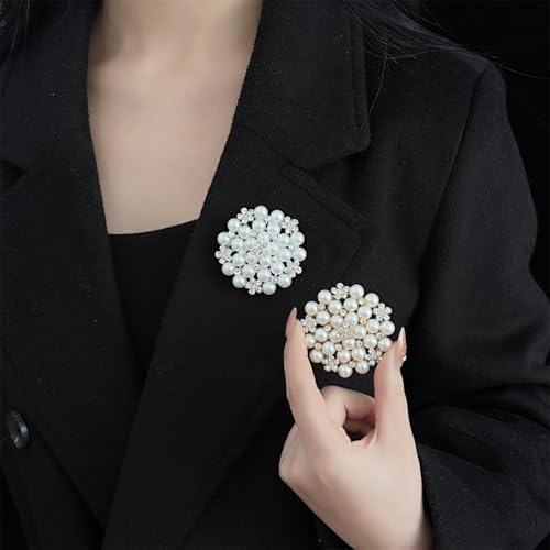 Delicate Pearl Crystal Brooch Pins for Women Girls Dance Balls Wedding Bridal Jewelry - color: A Gold