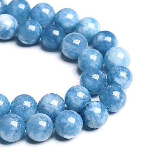 12MM 32PCS Blue Aquamarine Jade Loose Beads for Jewelry Making DIY Bracelet - color: Aquamarine Jade, size: 12mm