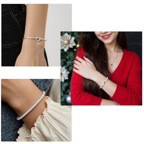 18 K Gold Plated Love Bangle Bracelet Stack Cuff Jewelry for Women Jewelry Set for Women Gift with Box - style: style17