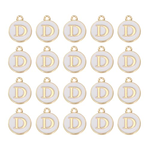 MECCANIXITY Pendants Letter Charm Initial Charm Double Sided Alphabet for DIY Necklace Bracelet Earrings Jewelry Making - style: D