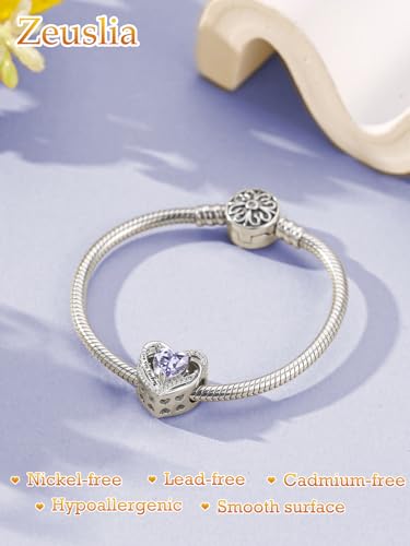 Heart Birthstone Charms for Bracelets, 925 Sterling Silver Women Bead Charms for Charm Bracelets Necklace, Mother's Day Birthday Anniversary Jewelry Gifts for Wife Mom Grandma Daughter - style: Bead - June - Alexandrite