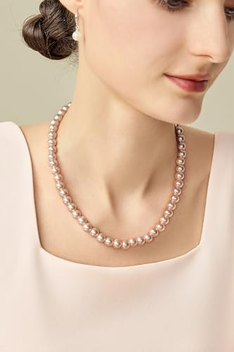 BABEYOND Round Imitation Pearl Necklace Wedding Pearl Necklace for Brides - color: Apricotn, size: 8mm