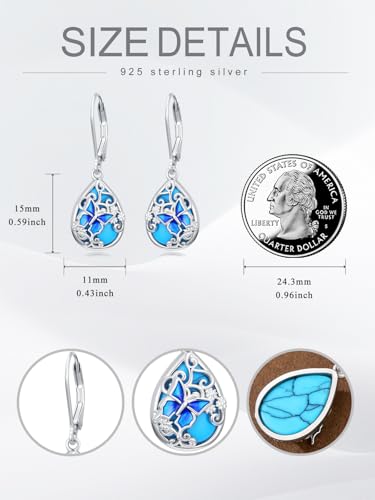 Dorunmo s925 Sterling Silver Western Dangle Drop Earrings Birthday Jewelry Gifts for Women - style: Butterfly