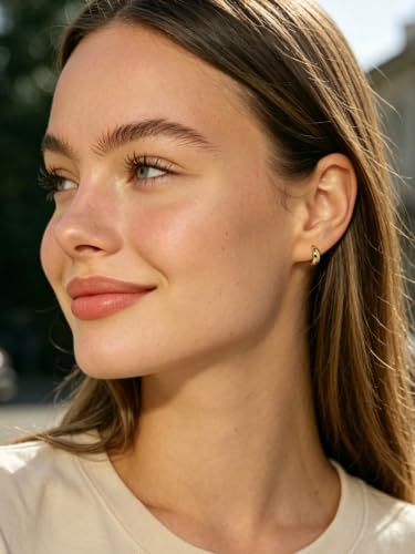 Bestyle Gold Huggies Earrings for Women Hypoallergenic 925 Sterling Silver Post Huggie Hoop Earrings Thick Lightweight Small Hoop Earrings 8/10/12/14mm - color: Gold, size: 8mm