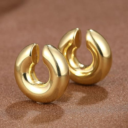 Chunky Gold Ear Cuffs Earrings for Women Non Piercing Gold Cuff Clip On Cartilage Hoop Earring Trendy Lightweight Thick Cuff Earrings for Women - color: gold4