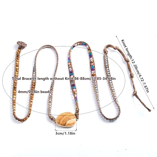 Women Wrap Bracelet Boho Natural Jasper Crystal Stone Beads Strand Bracelets - color: Style 09-Picture Stone