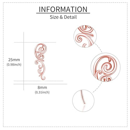 Ear Climbers Earrings for Women Sterling Silver Vintage Ear Crawler Earrings Jewelry Gifts for Women - style: Filigree-rose gold