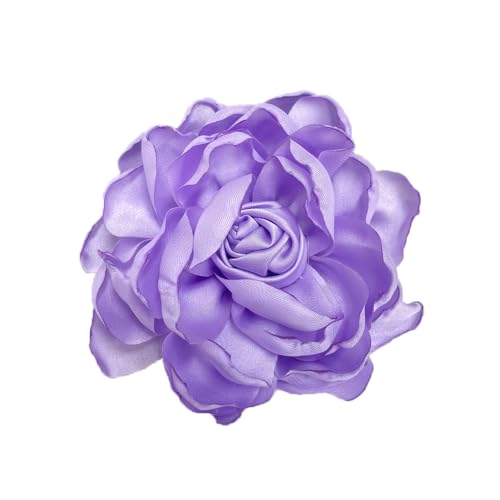 Dainty Fabric Rose Flower Large Brooch Lapel Pins Flower Brooches Pin Classic for Wedding Party Dance Banquet for Women Dress Suit Clothes Accessories Jewelry 100mm - color: Purple