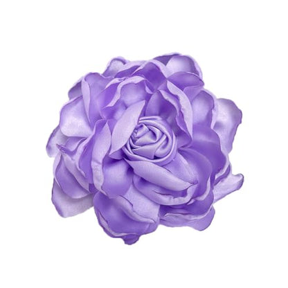 Dainty Fabric Rose Flower Large Brooch Lapel Pins Flower Brooches Pin Classic for Wedding Party Dance Banquet for Women Dress Suit Clothes Accessories Jewelry 100mm - color: Purple