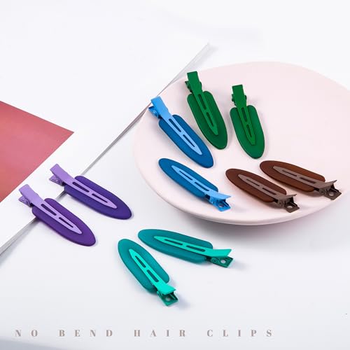 10 Pcs Creaseless No Crease No Bend Flat Hair Clips For Styling Non Slip Makeup Clips For Women Salon Hairstyle,Matte Brown Dark Blue Purple Green - color: Matte Brown Dark Blue Purple Green