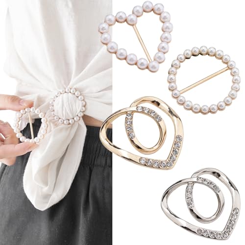 Cute Scarf Ring and Slides for Scarves (4) | T-Shirt Clips for omen Clothing Metal Round Circle Rings and Slides for Scarves Buckle, Metal Circle Buckle