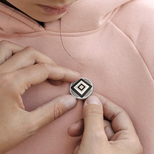 Geometric Blocks And Lines Minimal Neutral Round Brooch Pin Fashion Badge for Men Women Collar Pin Jacket Dress Backpack Accessories