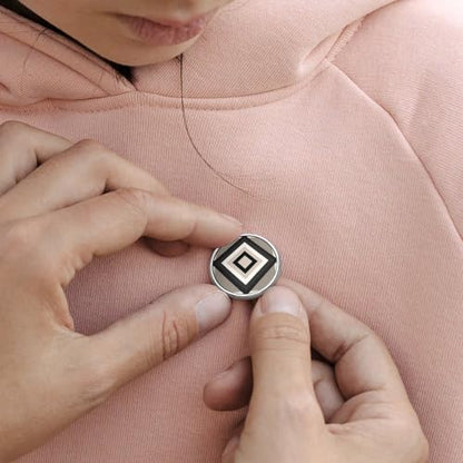 Geometric Blocks And Lines Minimal Neutral Round Brooch Pin Fashion Badge for Men Women Collar Pin Jacket Dress Backpack Accessories