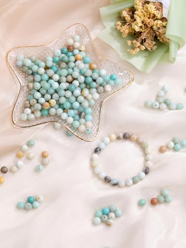 Jovivi 96pcs 8mm Natural Amazonite Round Stone Beads for Jewelry Making | Energy Healing Crystals Polished Semi Precious Gemstone,Genuine Real Stone Beads for Bracelet Necklace - color: Amazonite