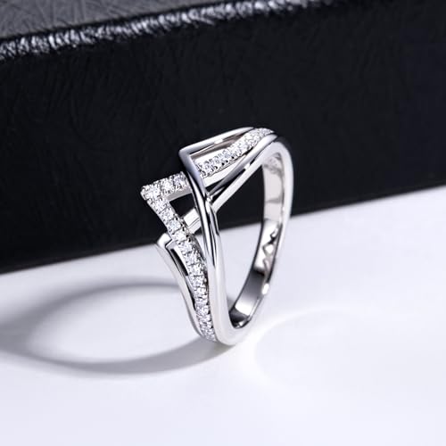 Moissanite Eternity Rings, S925 Sterling Silver Anniversary Band for Women - style: 3.0 CT Double-Love