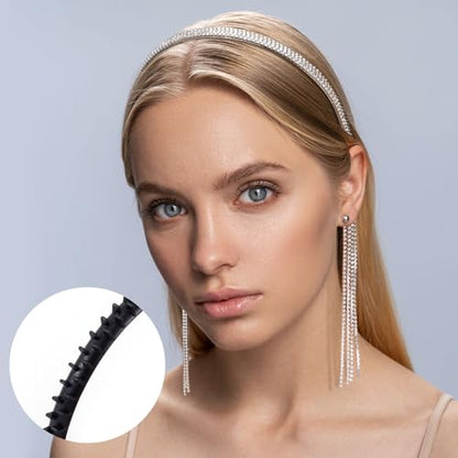 Pndeyo 10pcs Headband Teeth Strips for DIY, 7.09x0.2, Black | Silicone, Anti-Slip, Self-adhesive, Hair Bands Teeth, for Women Girls Headbands Hair Accessories Craft - color: Black-7.09"x0.2"