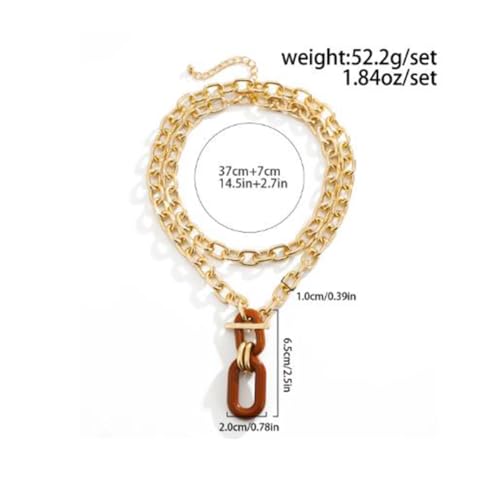 Layered Chunky Gold Silver Necklace Big Cuban Chain Statement Necklace Stacked Punk Chain Choker Necklaces for Women Trendy Jewelry Birthday Gifts - color: 03 Gold Brown