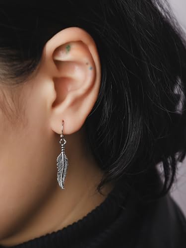 HAQUIL Vintage Antique Feather Dangle Drop Earrings, Native American Tribal Jewelry Gift for Women