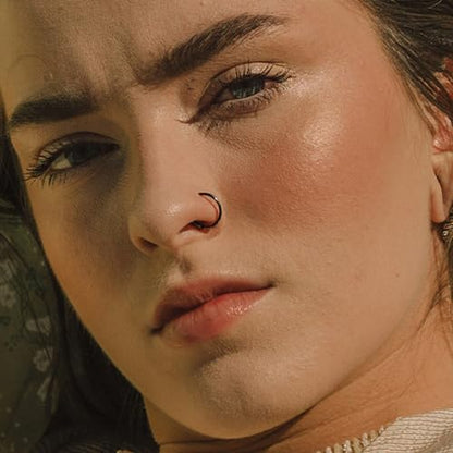 10Pcs 18G 20G Surgical Steel Nose Rings Hoops for Women Men Hinged Seamless Clicker Nose Hoops Cartilage Helix Tragus Daith Sleeper Earrings Hoop Hypoallergenic Nose Piercing 6/7/8/9/10MM - color: black, size: 18G
