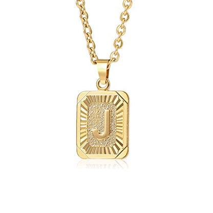 Glimmerst Initial Pendant Necklace 18K Gold Plated Stainless Steel Letter Necklace Personalizd Name Necklace for Women - style: Gold J