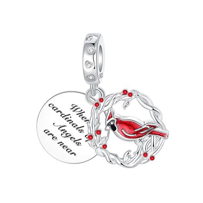 LUXILLA Love You Best Friend Grandma Wife Heart Charm 925 Sterling Silver Charms Fit for Bracelets Necklace Jewelry Gift for Women - color: Circle Red Hummingbird Charm