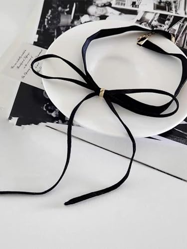 Bow Choker Necklace for Women Vintage Red Black Velvet Choker Gothic Long Ribbon Bow Collar Necklace Christmas Jewelry Gifts - style: Style 1