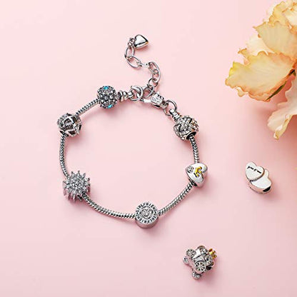 Hicarer 20 Pcs Snake Charm Bracelet Chain Adjustable Bangle Bracelets for Jewelry Making, Gold Silver Stainless Steel Bracelet Chains with Heart Extender for Women DIY Jewelry Making Supplies(Silver) - color: Silver