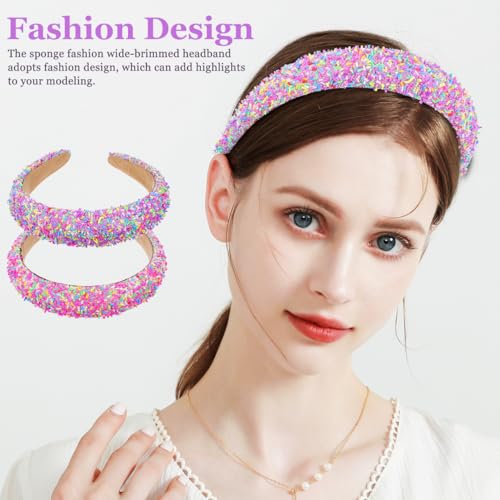 Beaupretty Fashionable Wide-Edged Headbands for Women 2 Pcs Non-Slip Padded Hair Accessories for Parties and Holidays