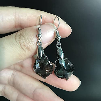 Unique Sparkly Multi-color Crystal Teardrop Dangle Drop Earrings Rainbow Crystal Geometry Earrings for Women Statement Chic Charm Jewelry Gifts - color: Grey