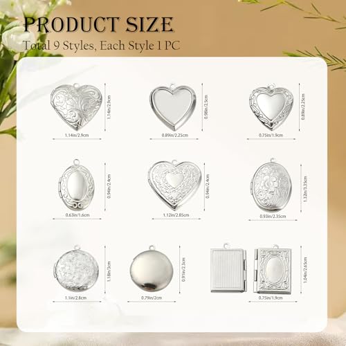 Photo Locket Charms for Jewelry Making Frame Charms Memorial Bracelet Necklace Earring Keychain - color: Silver