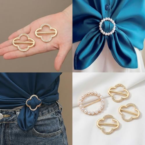 8PCS Scarf Rings Scarf Clip Ring and Slides for the Side of Clothes Corner | Elegant Clothing Shirt Ties for Women Horsebit Scarves Buckle Rings Tightener